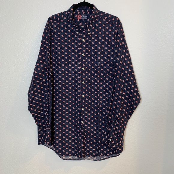 Chaps Ralph Lauren Mens Flag Print Button Down Shirt 2XLT Patriotic Americana - Picture 2 of 14